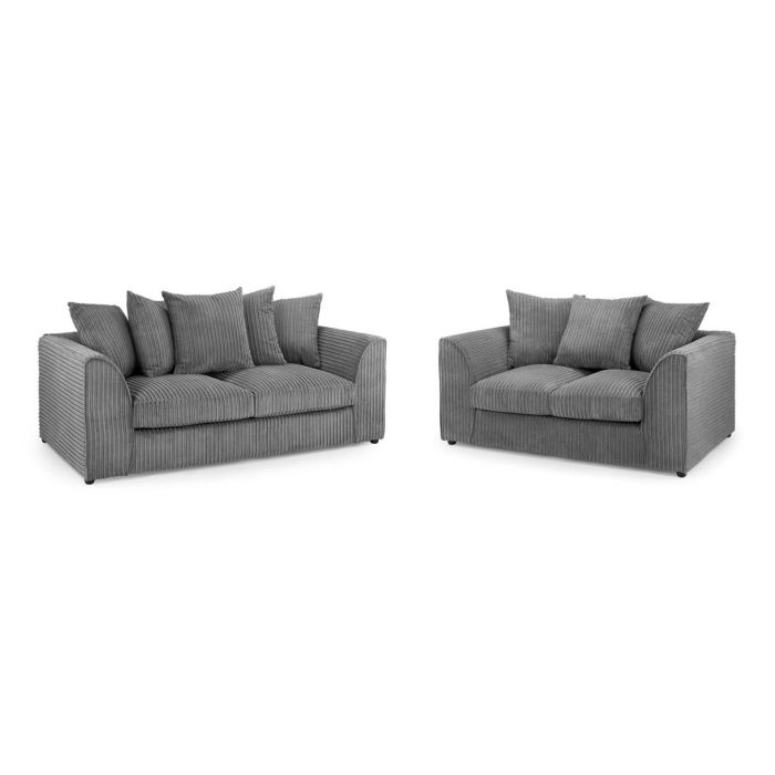 Davis Scatter Back Jumbo Cord 3 and 2 Sofa Set - Grey