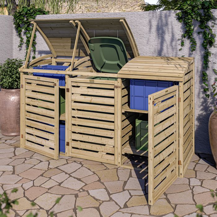 BELLCROFT Single Garden Compost Bin with Double Store Box - Natural