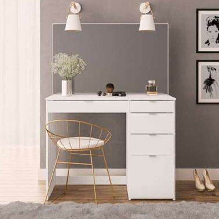 Ava 5 Drawer Dressing Table with Mirror - White
