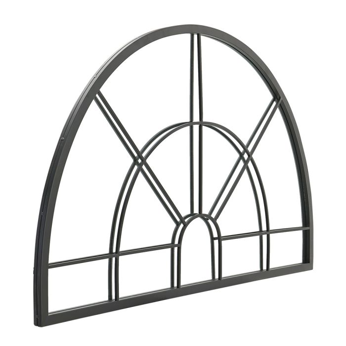 Window Pane Half Circle Wall Mirror - Black