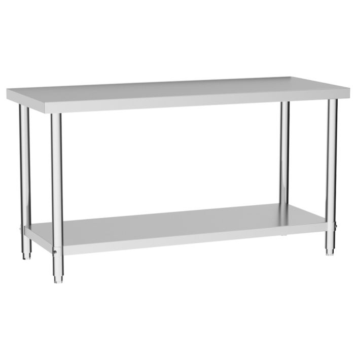 2 Tier Commercial Kitchen Prep & Work Stainless Steel Table