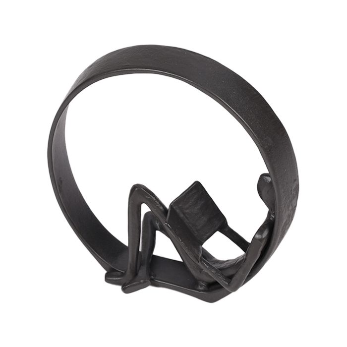 Desktop Metal Statue Reading Men In Circle Ornament Figurines