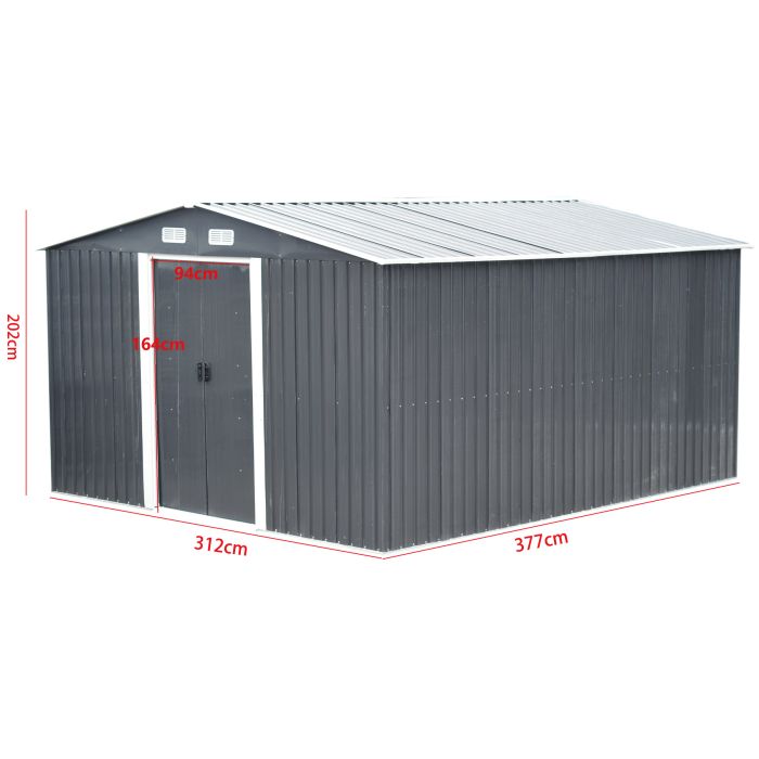 Large Peaked Metal Tool Shed