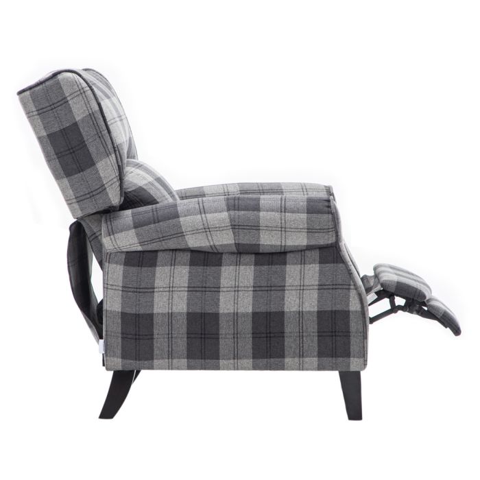 Fabric Grey Tartan Motion Reclining Armchair