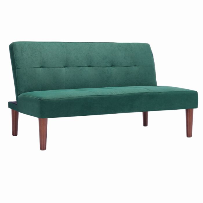Green Modern Small 2-Seater Convertible Sofa Bed with Wooden Legs