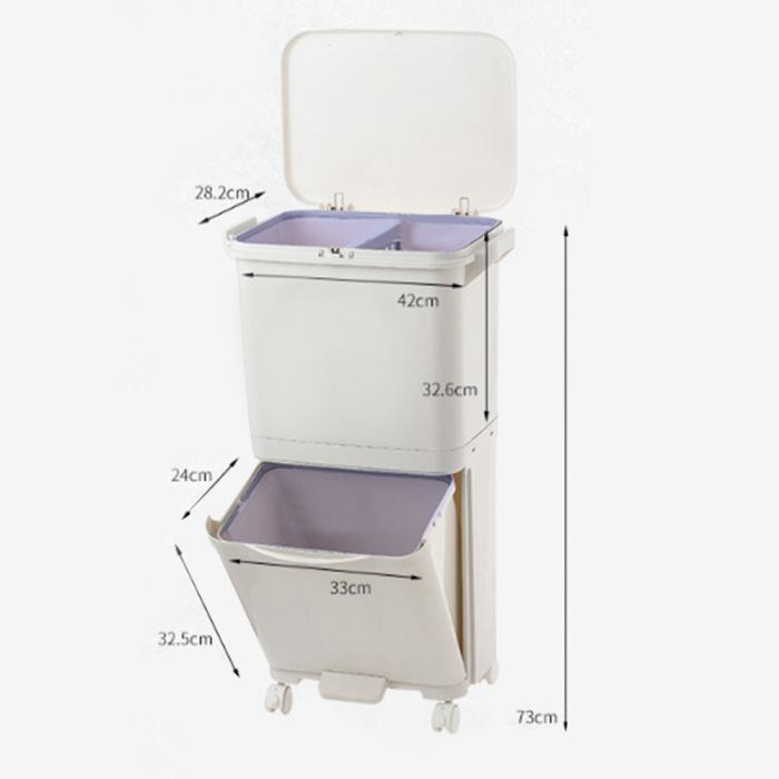 73 Cm H White Rubbish Dustbin Recycling Bin Rubbish Trash Home Kitchen