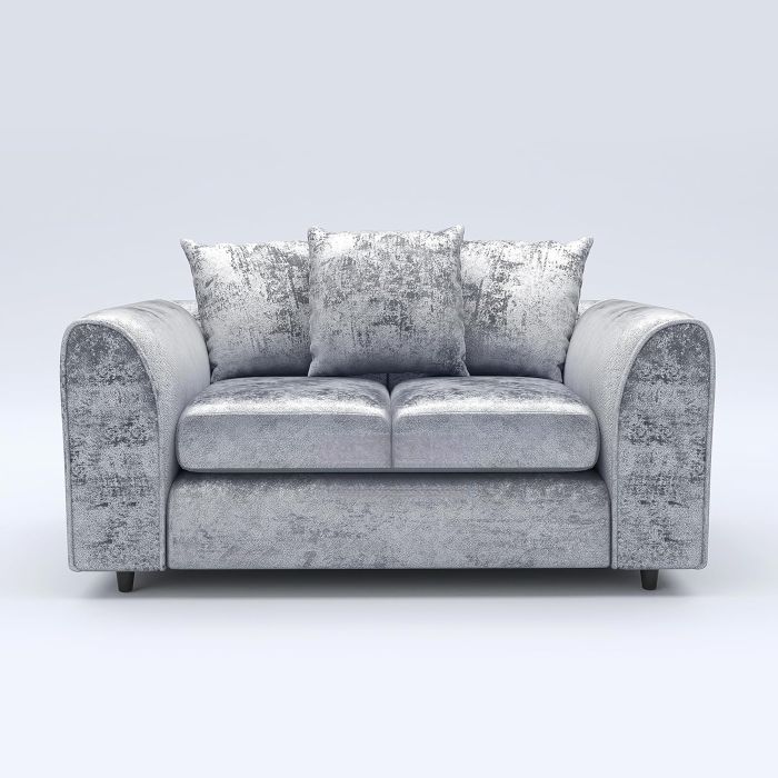 VELOURA Crush Velvet 2 Seater Scatterback Sofa - Silver