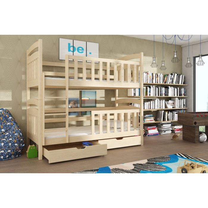 SERENA Wooden Bunk Bed with Storage - Pine
