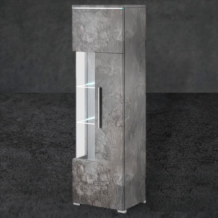 Nomadic Nouveau Tall Display Cabinet with 4 Shelf - Schiefer