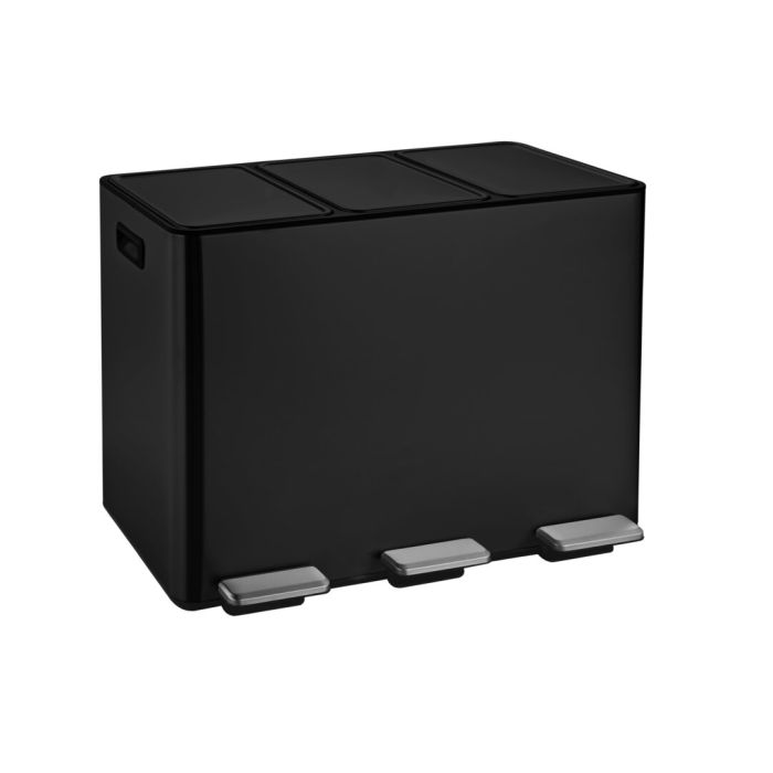 ALTHORIN 3 Compartment Recycle Rubbish Bin 45L - Black