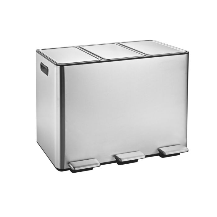 ALTHORIN 3 Compartment Recycle Rubbish Bin 45L - Silver