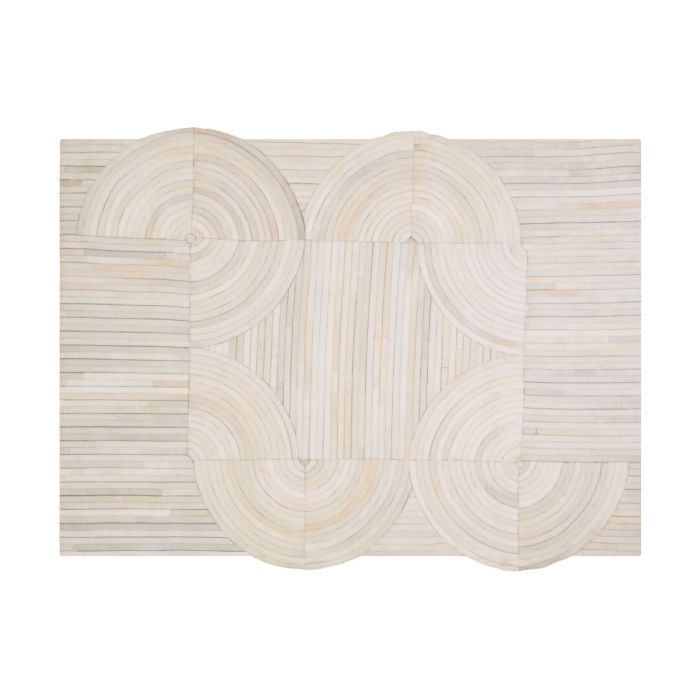 ALDWRETH Large Natural Hair On Leather Rug - Cream