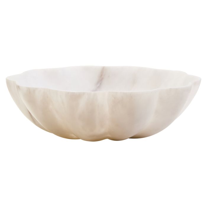 HAVERLYN Medium Marble Scalloped Decorative Bowl - White