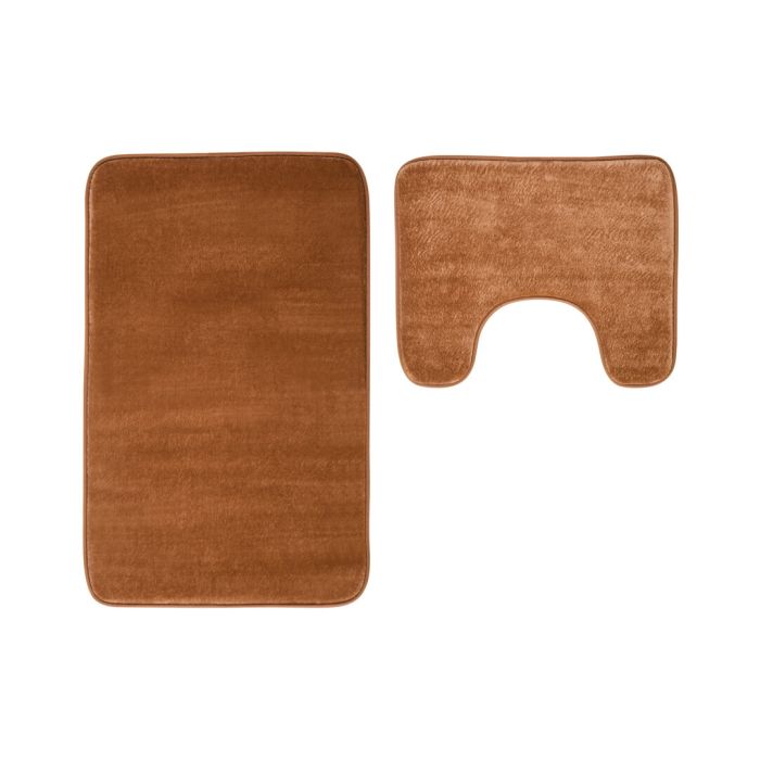BRENTHALL Bath and Pedestal Mat Set - Brown