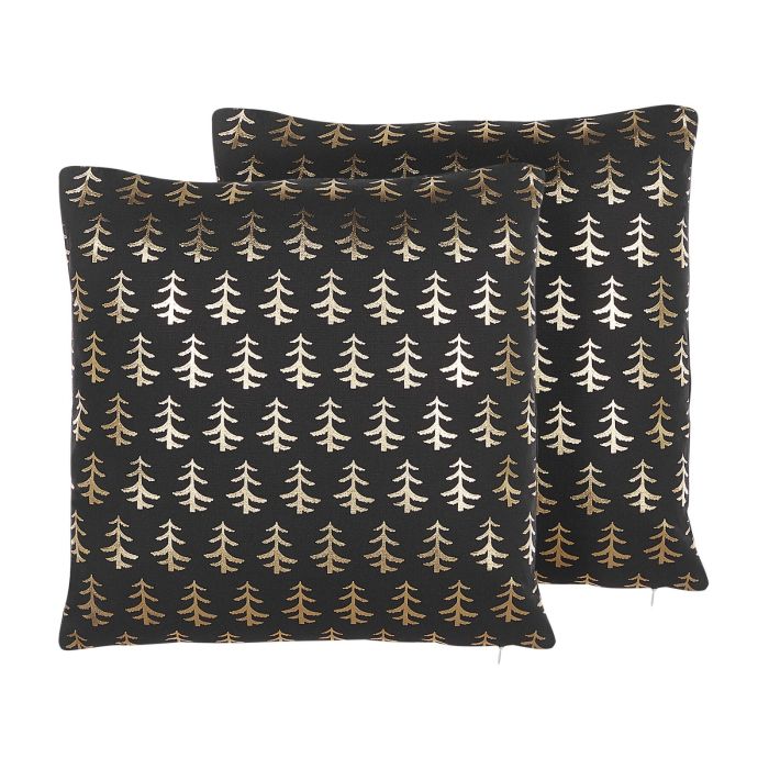 Jolly Cushion Set of 2 Christmas Tree Pattern 45 x 45 cm - Black