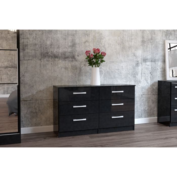 Lynx 6 Drawer Bedroom Chest - Black