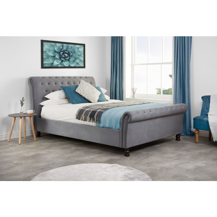 Birlea Opulence Grey Velvet Bed - Super Kingsize 6ft
