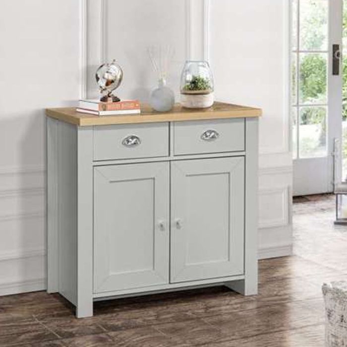 Contemporary Style Oak Top 2 Door Sideboard with 2 Drawers - Grey