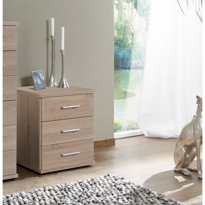 Oscar 3 Drawer Bedside Chest - Oak