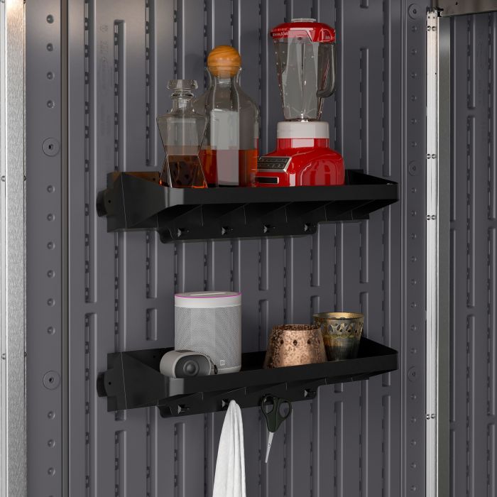 NORTHREL Outdoor Extra Deep Shelving with Hooks Set of 2 - Black