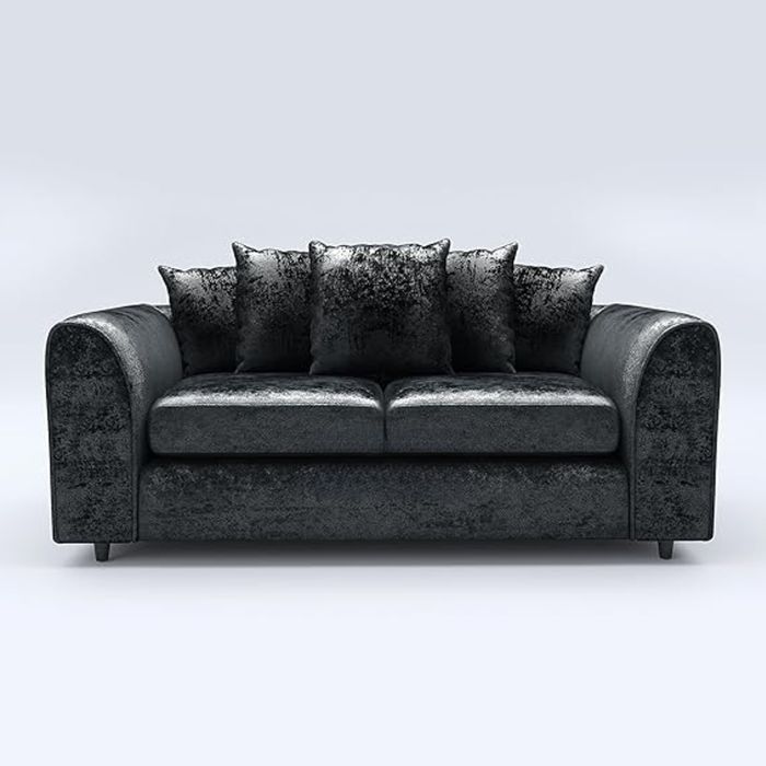 VELOURA Crush Velvet 3 Seater Scatterback Sofa - Black