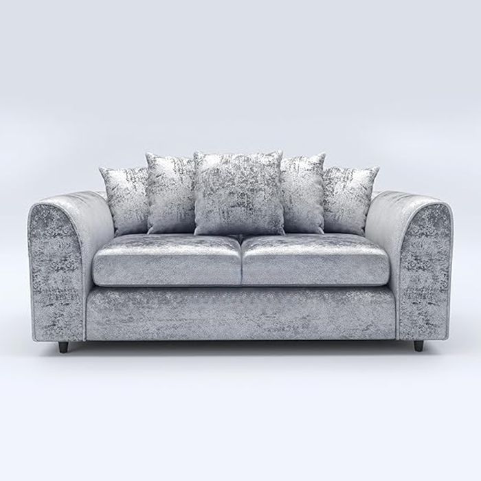 VELOURA Crush Velvet 3 Seater Scatterback Sofa - Silver