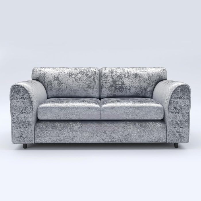 VELOURA Crush Velvet 3 Seater Fullback Sofa - Silver