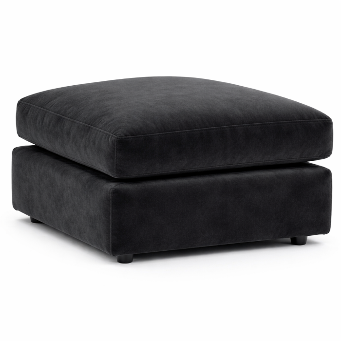 DELANO Plush Velvet Cushion Footstool - Black