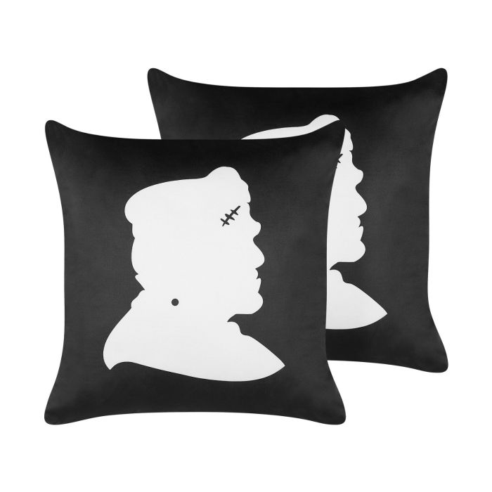 Monster Mash Velvet Cushion Set 45x45cm - Black White