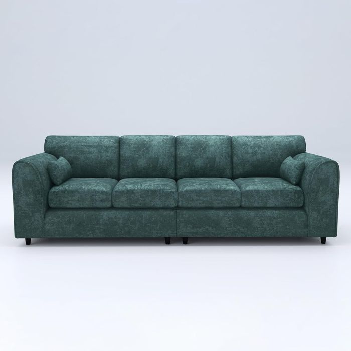 LORVANI Fabric 4 Seater Fullback Sofa - Teal
