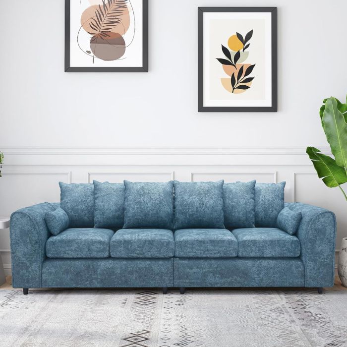 LORVANI Fabric 4 Seater Scatterback Sofa - Sky Blue