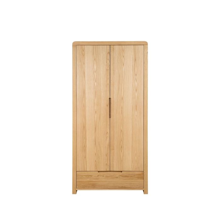 Curve 2 Door 1 Drawer Wardrobe - Oak