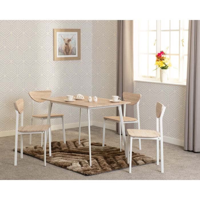 Riley Large Dining Set - White Light Oak Effect Veneer