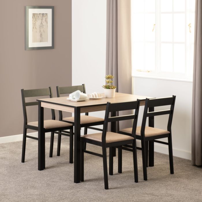 Radley Dining Set - Black Oak Effect Oat Fabric