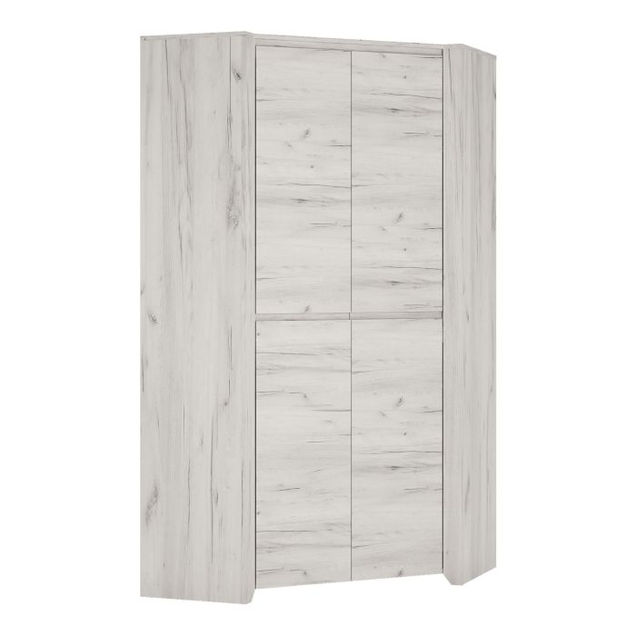 Angel Corner Fitted Wardrobe - White Craft Oak