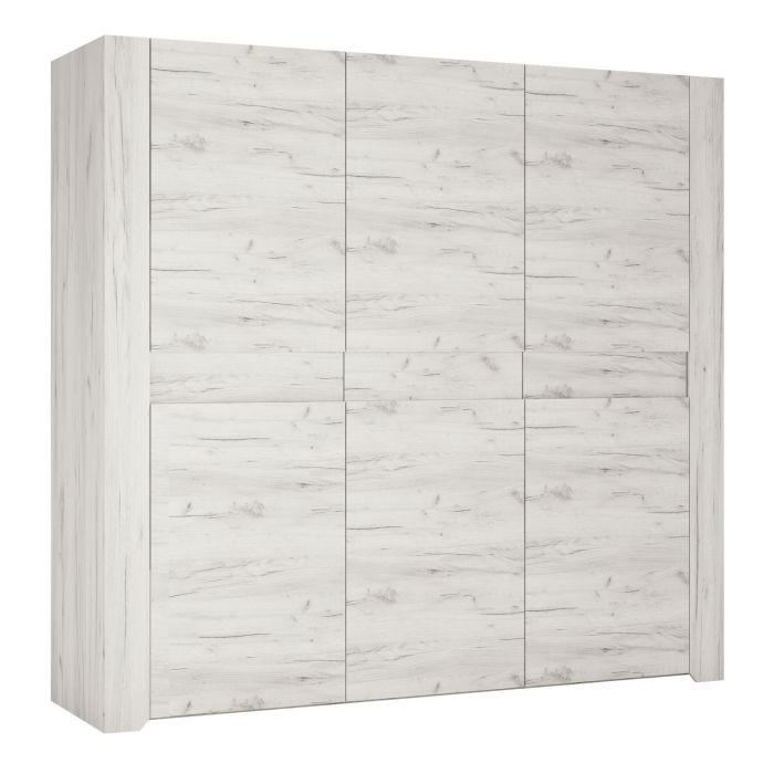 Angel 3 Door wardrobe - White Craft Oak