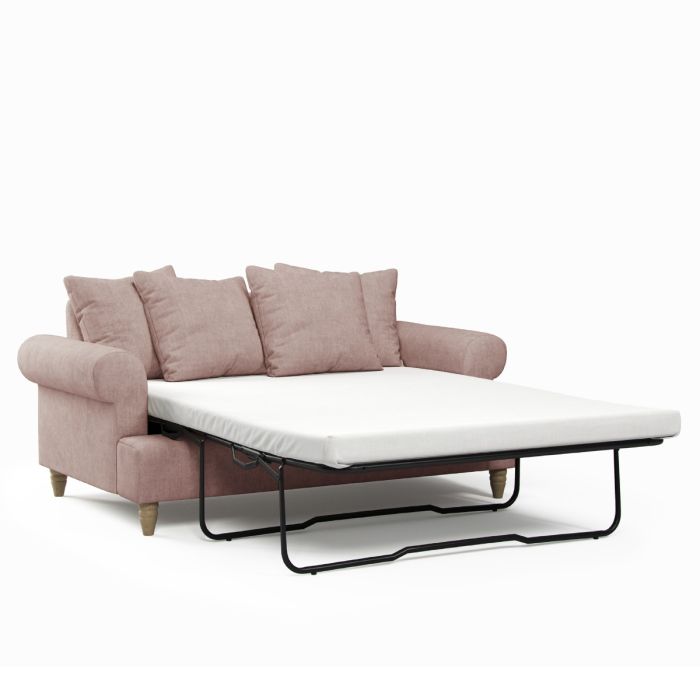 2 Seater Sofa Bed - LUXE Fabric - Light Pink