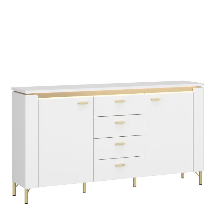 Sideboard - LAZIO 2 Door 4 Drawer Sideboard Alpine White and White Gloss 155.3cm
