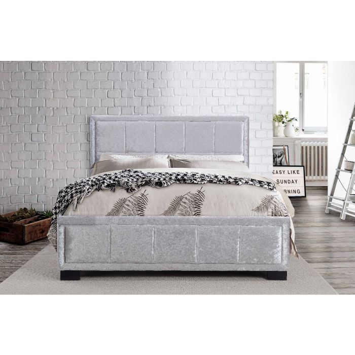 Birlea Hannover Steel Crushed Velvet Bed Frame - Double 4ft6