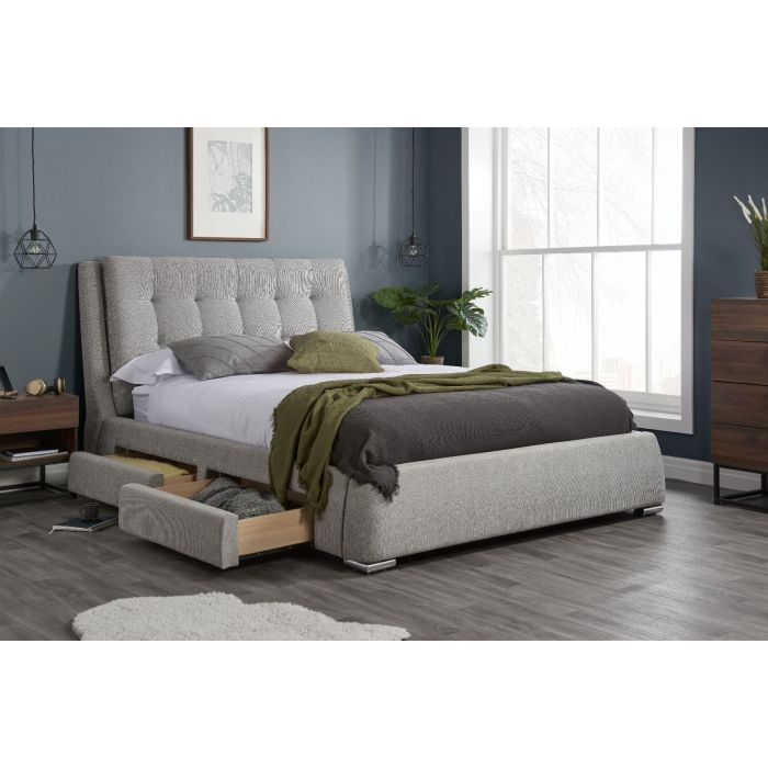 Birlea Mayfair Grey Fabric 4 Drawer Storage Bed - Kingsize 5ft