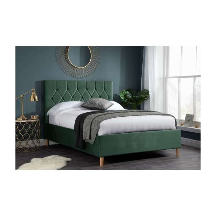 Stylish Loxley Ottoman Storage Green Fabric Bed - Small Double 4ft