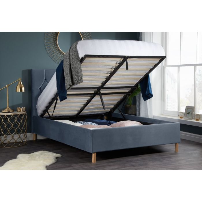 Stylish Loxley Ottoman Storage Grey Fabric Bed - Small Double 4ft