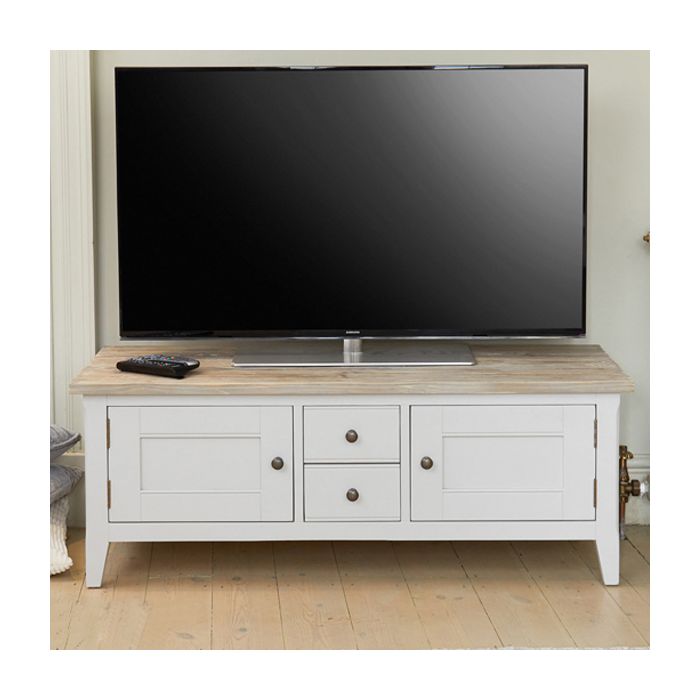 Ransley Grey Limed Widescreen TV Stand with 2 Door and 2 Drawers