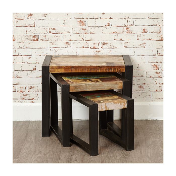 Laura Urban Edge Nest of Tables - Natural Wood