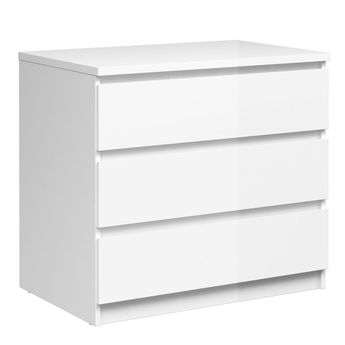 Naia Chest of 3 Drawers in White High Gloss - White High Gloss