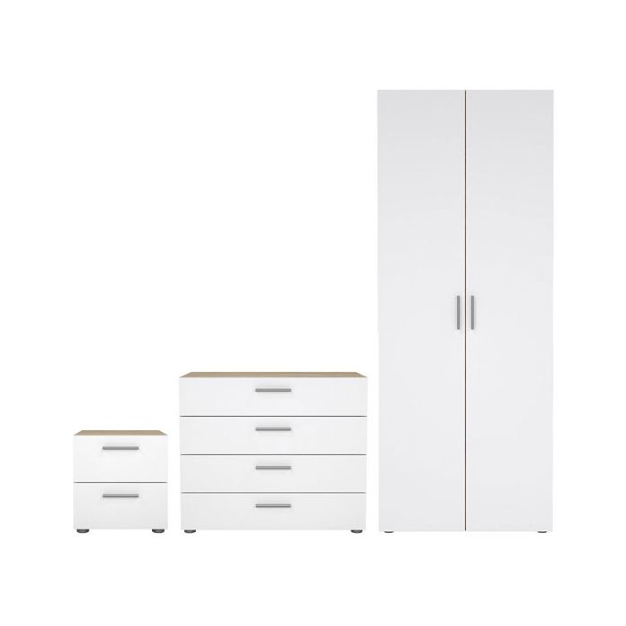 PEMBROKE 2 Door Wardrobe Set 3 Piece - White and Oak