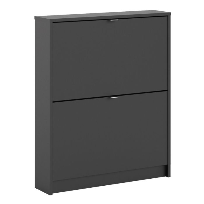 Shoe cabinet w. 2 tilting doors and 1 layer - Matt Black
