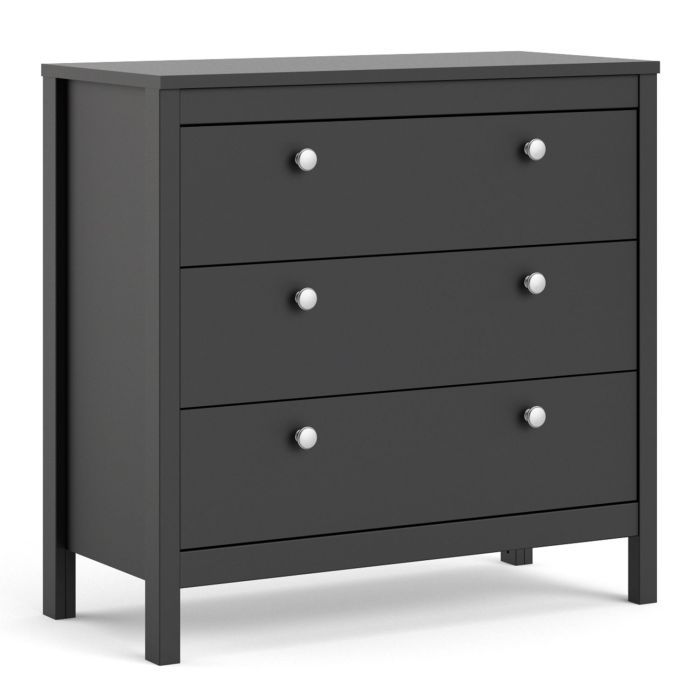 Madrid Chest 3 Drawers in Matt Black - Matt Black