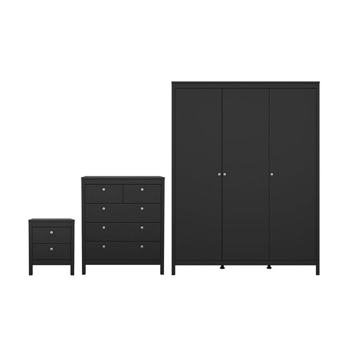 MEMPHIS 3 Door Wardrobe Set 3 Piece - Matt Black