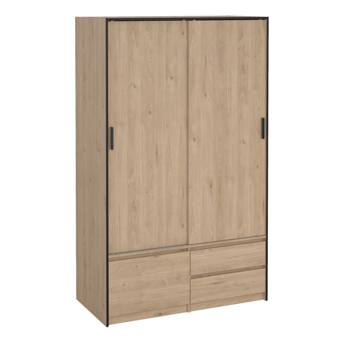 LACOSTE 3 Doors Sliding Wardrobe with 2 Drawers Light Oak - 121cm